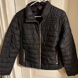 Ci Sono Black Puffer Jacket with Gold Accents